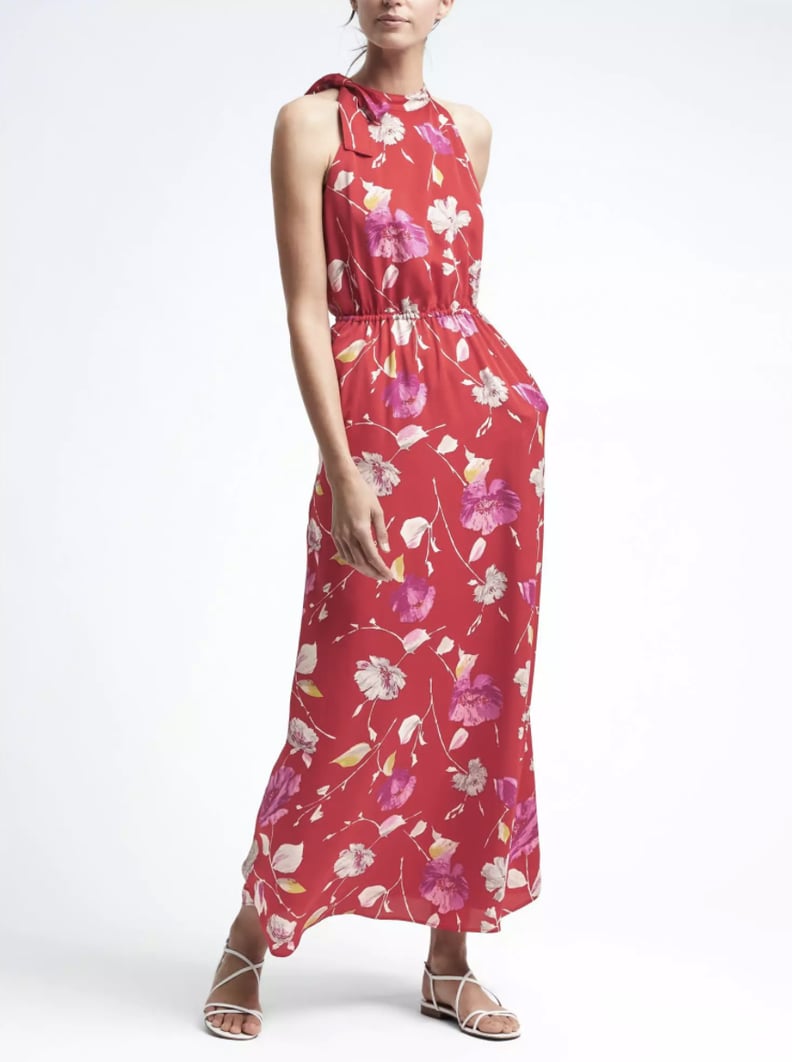Banana Republic Floral Tie-Neck Maxi Dress