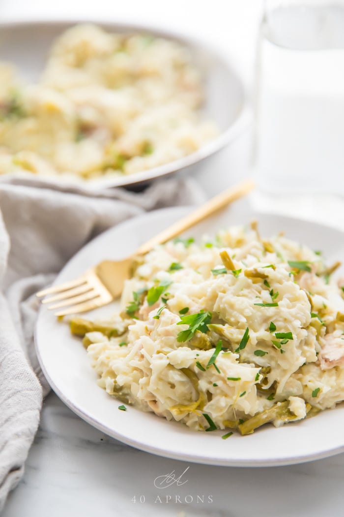 Creamy Cauliflower Risotto With Chicken and Asparagus