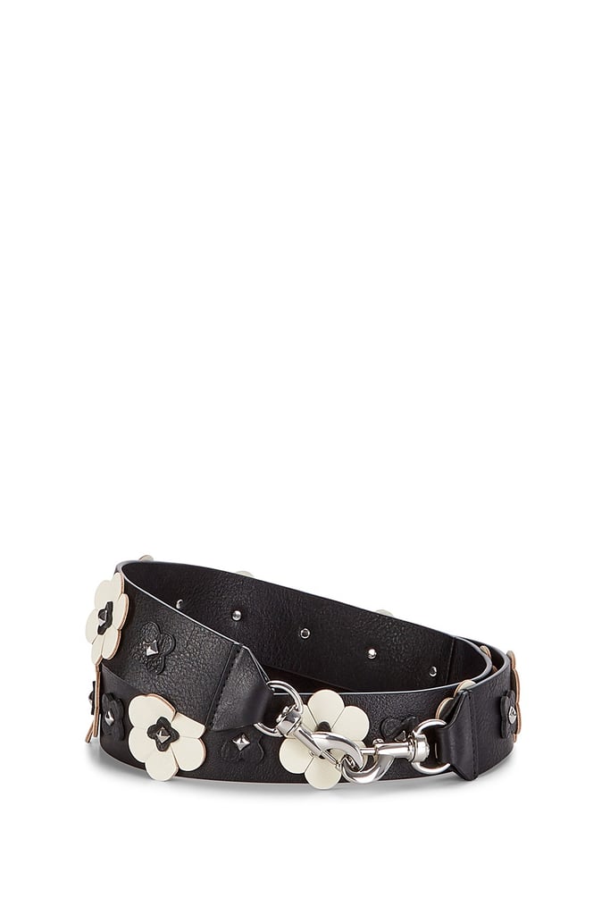 "Rebecca Minkoff's floral appliqué bag strap ($95) is equal parts girlie and rock 'n' roll, and it'd make the perfect addition to the simple black satchel I wear with the majority of my wardrobe." — SW