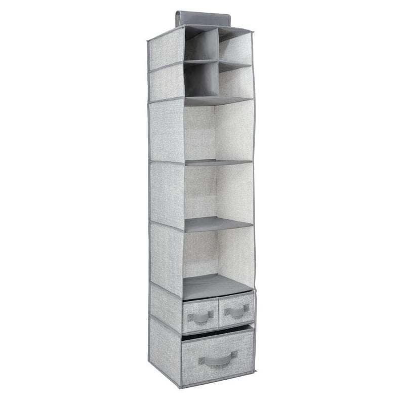 Internet's Best Hanging Closet Organizer with Drawers - 6 Shelf - Grey 