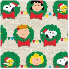 Peanuts Gang Christmas Wreaths Wrapping Paper Roll