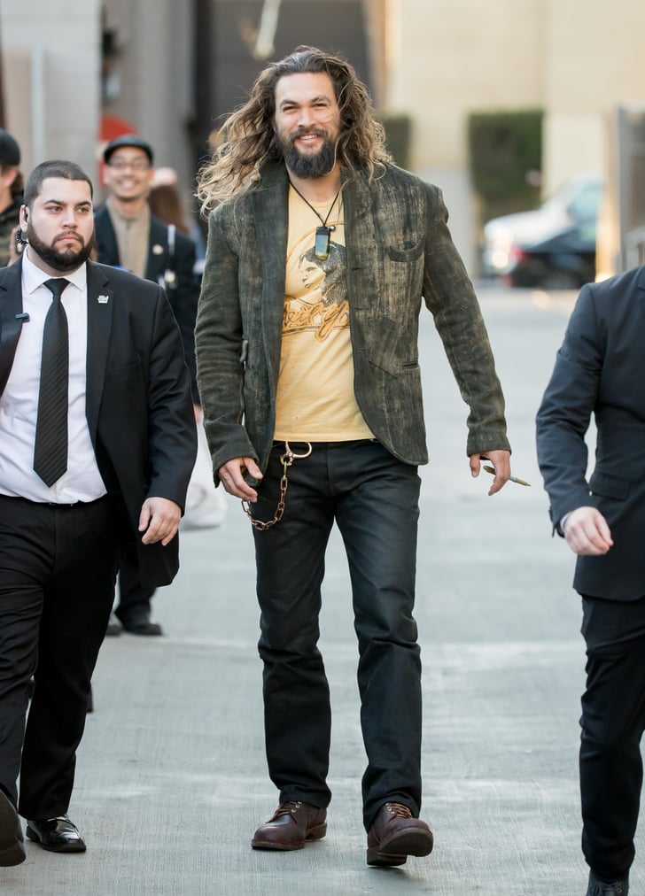 Jason Momoa Arriving at Jimmy Kimmel Live January 2017 | POPSUGAR
