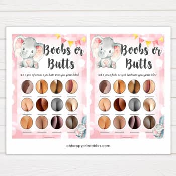 Boobs or Butts Baby Shower Game - Basketball Printable Baby