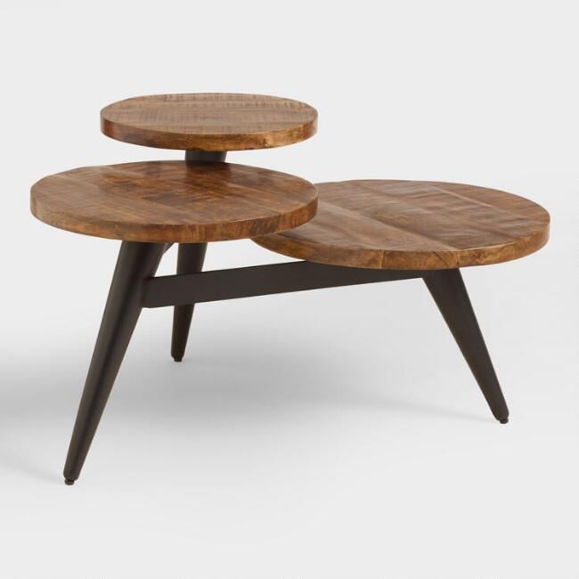 Wood and Metal Multilevel Coffee Table
