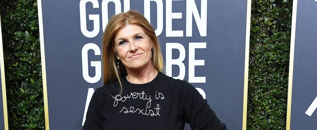 Connie Britton "Poverty Is Sexist" Sweater at Golden Globes