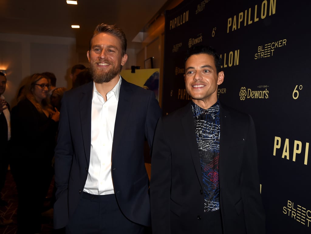 Charlie Hunnam and Rami Malek at Papillon Premiere Aug. 2018