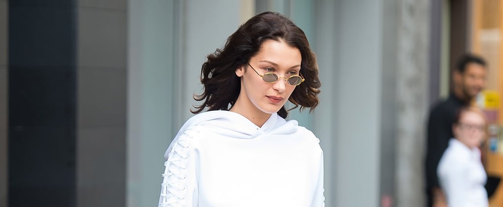 Bella Hadid White Cropped Hoodie and Bralette