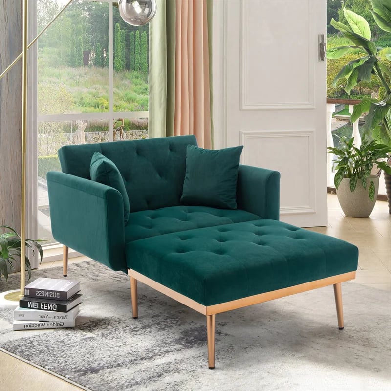 An Oversized Chaise Lounge Chair: Jarimiah Tufted Two Square Arm Chaise Lounge