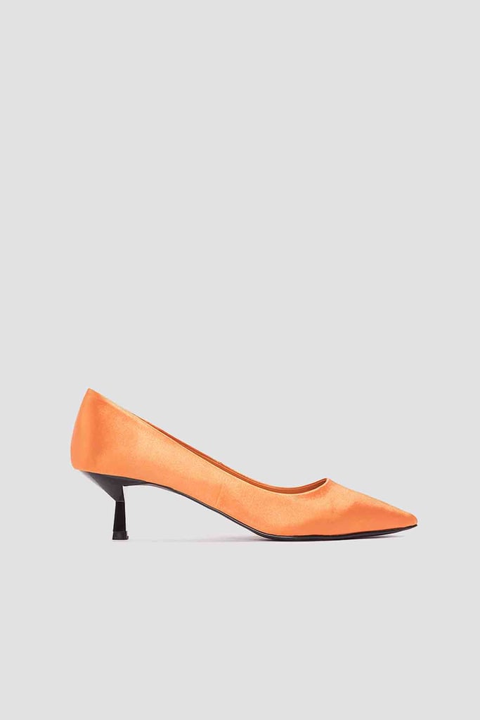 NA-KD Shoes Satin Kitten Heel Pumps Orange