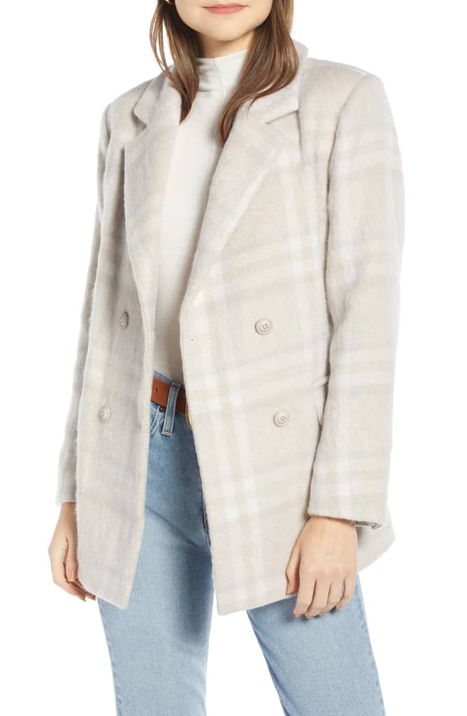 Something Navy Double Breasted Plaid Jacket