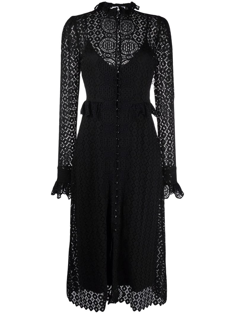 Shop the Look: Paco Rabanne Frilled Neck Lace Midi Dress