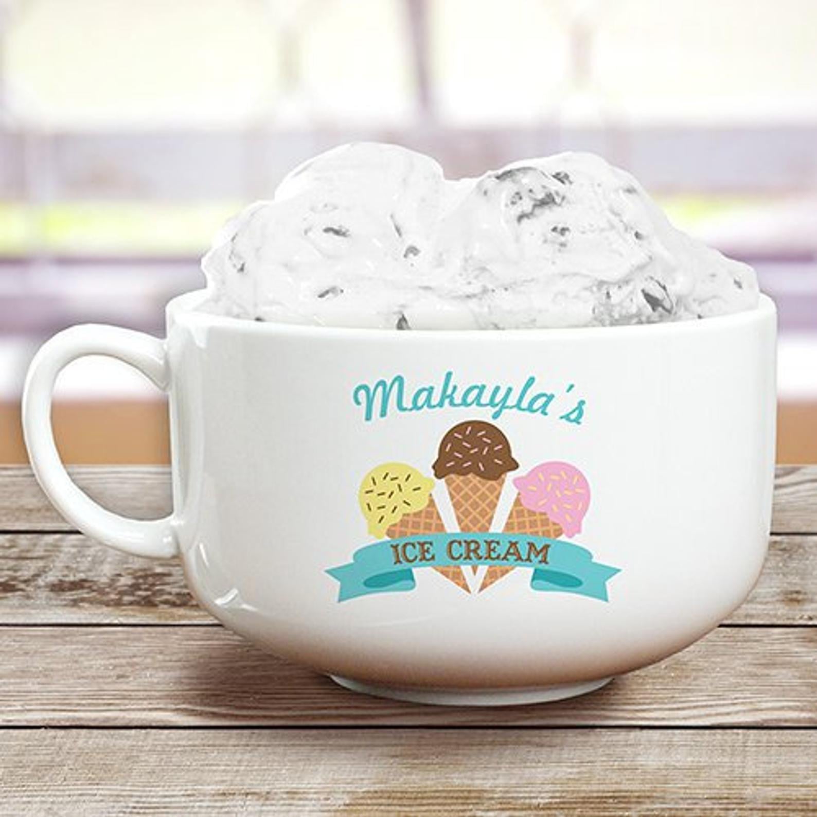 Large Personalized Ice Cream Dish or Dessert Bowl - Ice Cream Lover Dish