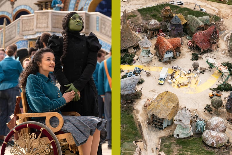 "Wicked" the movie actors Cynthia Erivo and Marissa Bode and the set of "Wicked" being built.