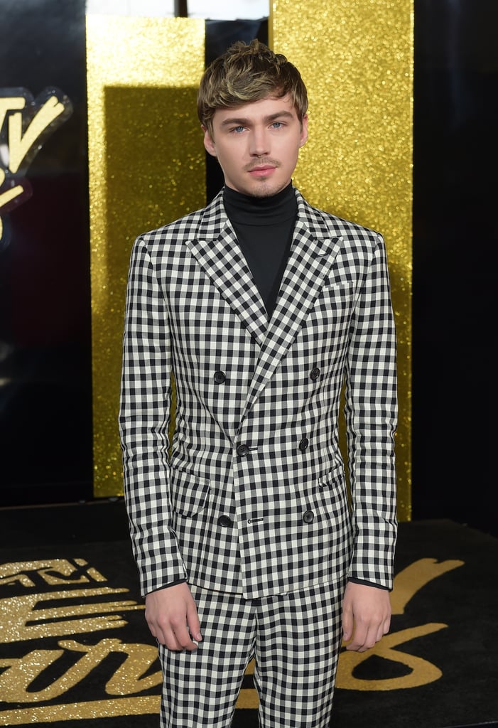 checkered suit with turtleneck