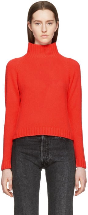 The Elder Statesman Red Highland Cropped Turtleneck