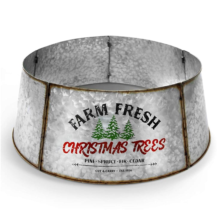 Hallops Galvanized Tree Collar Tired of Christmas Tree Skirts? Try a
