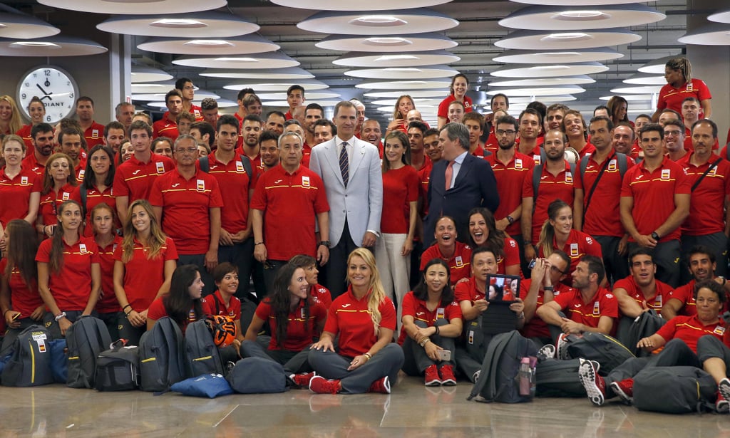 Queen Letizia and King Felipe With Spanish Olympic Team 2016