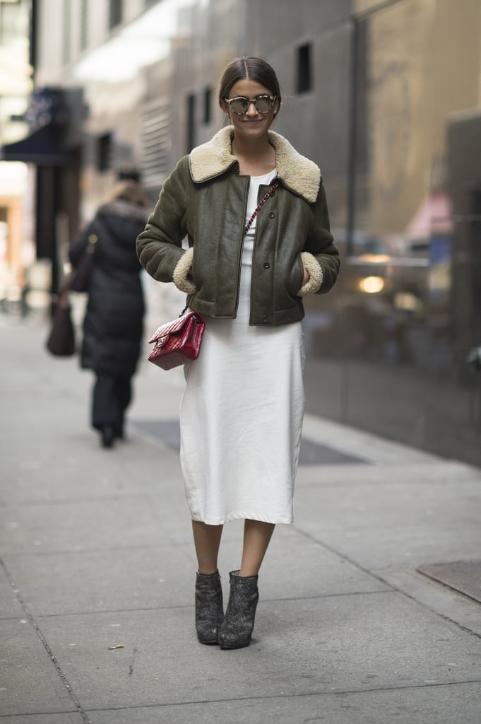 We love the juxtaposition between cozy shearling and a crisp white dress.
Source: Le 21ème | Adam Katz Sinding