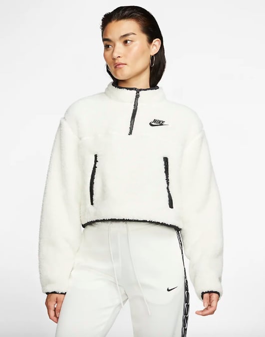 Nike Women’s 1/4-Zip Sherpa Fleece Crop Top | Winter Workout Gear For ...