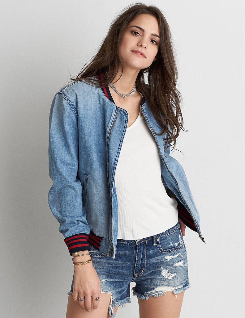 American Eagle Outfitters AE Denim Bomber Jacket