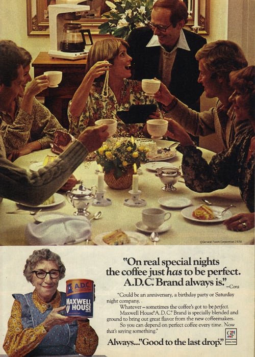 Let's all toast our coffee cups to the pearl necklace your husband awkwardly gave you at this dinner party!