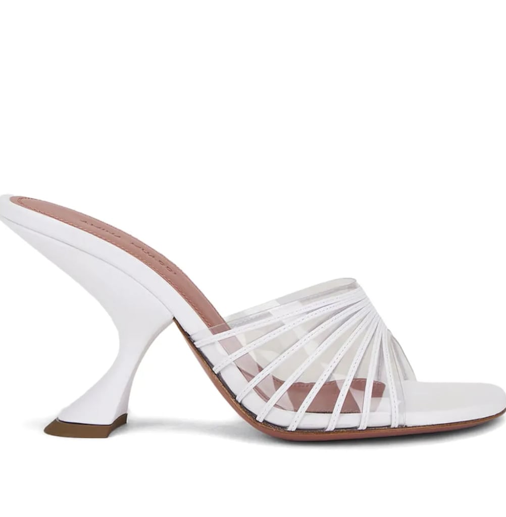Amina Muaddi Sculpted-Heel Strap Mules