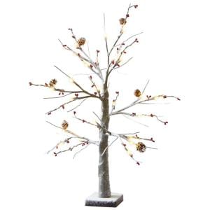 Martha Stewart Living 2 Ft. Pre-Lit LED Red Berry and Pinecone Artificial