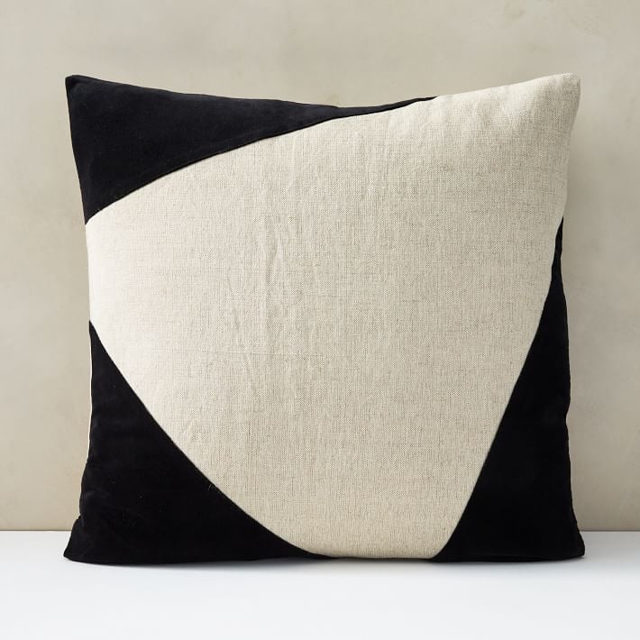 Cotton Linen & Velvet Corners Pillow Cover