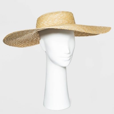 A New Day Women's Wide Brim Open Weave Straw Boater Hat