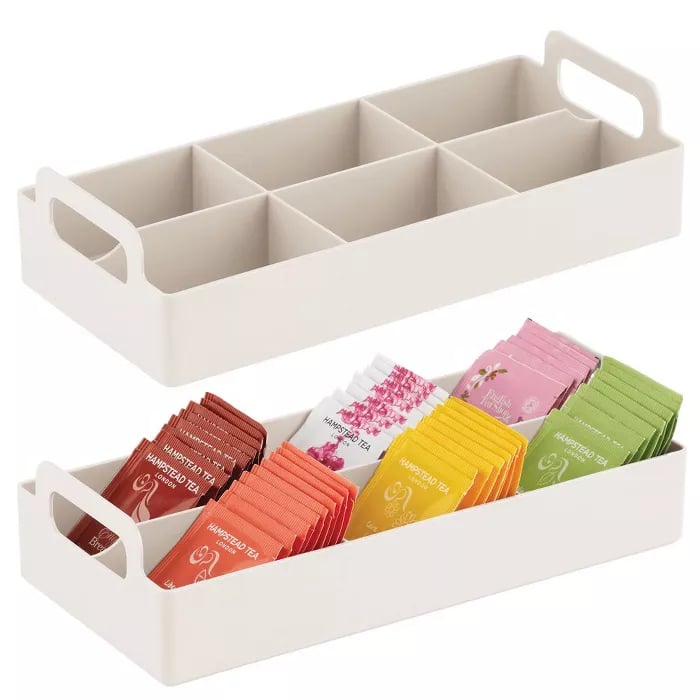 mDesign Compact Plastic Tea Storage Organiser Caddy Tote