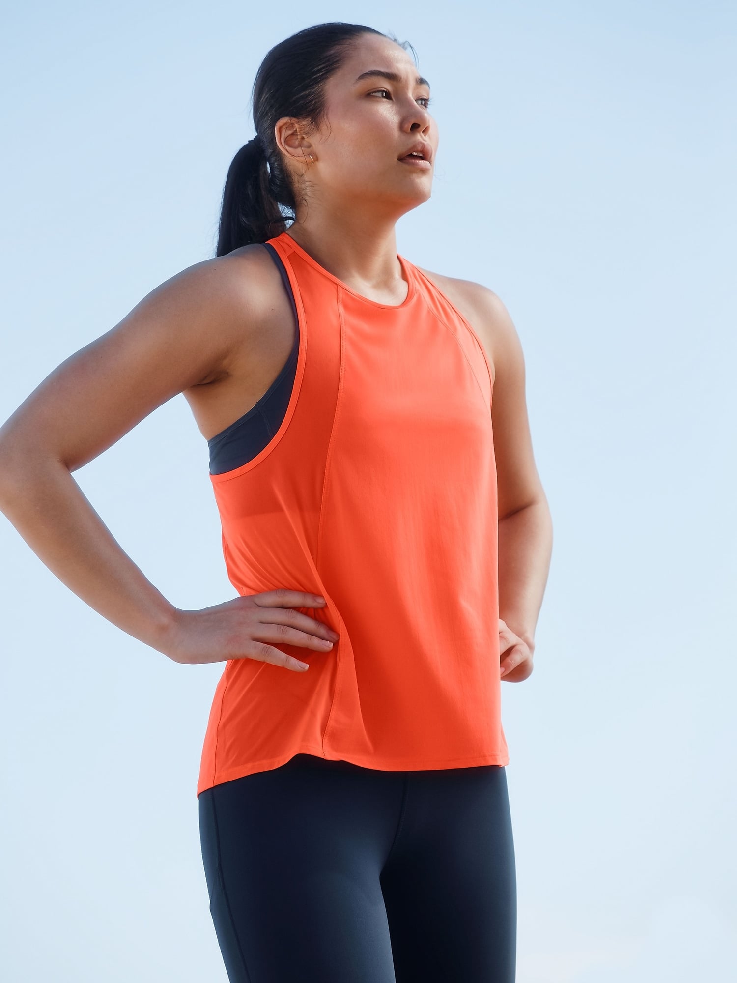 ATHLETA Horizon Tank Top PLUS SIZE 3X FLAME ORANGE Crop Top Yoga Workout NWT