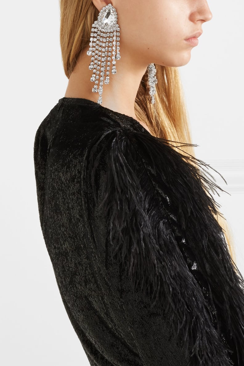 Alessandra Rich Silver-Tone Crystal Clip Earrings