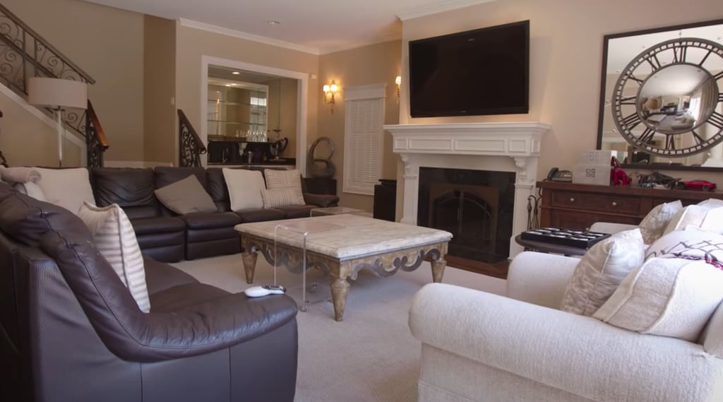 The living room is the next stop, or "the hangout room" as Pippen calls it, where he and his family watch NBA and NFL games.