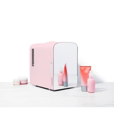 chefman 0.52 cu ft portable mini mirrored personal fridge