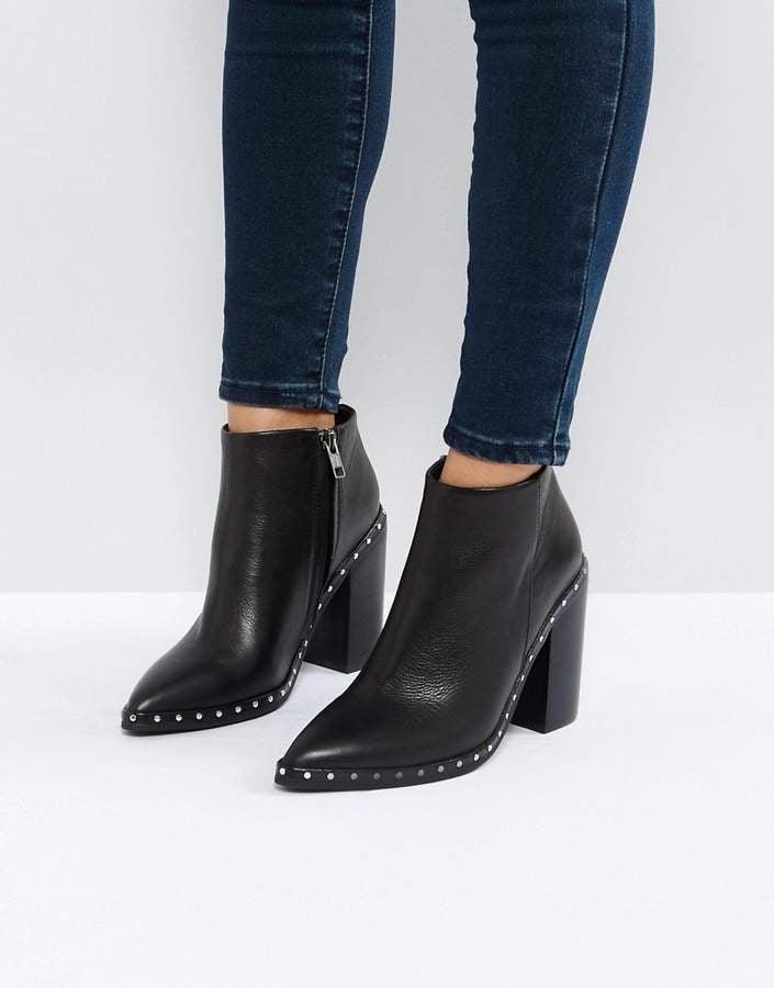 Sol Sana Ajax Black Studded Heeled Ankle Boots