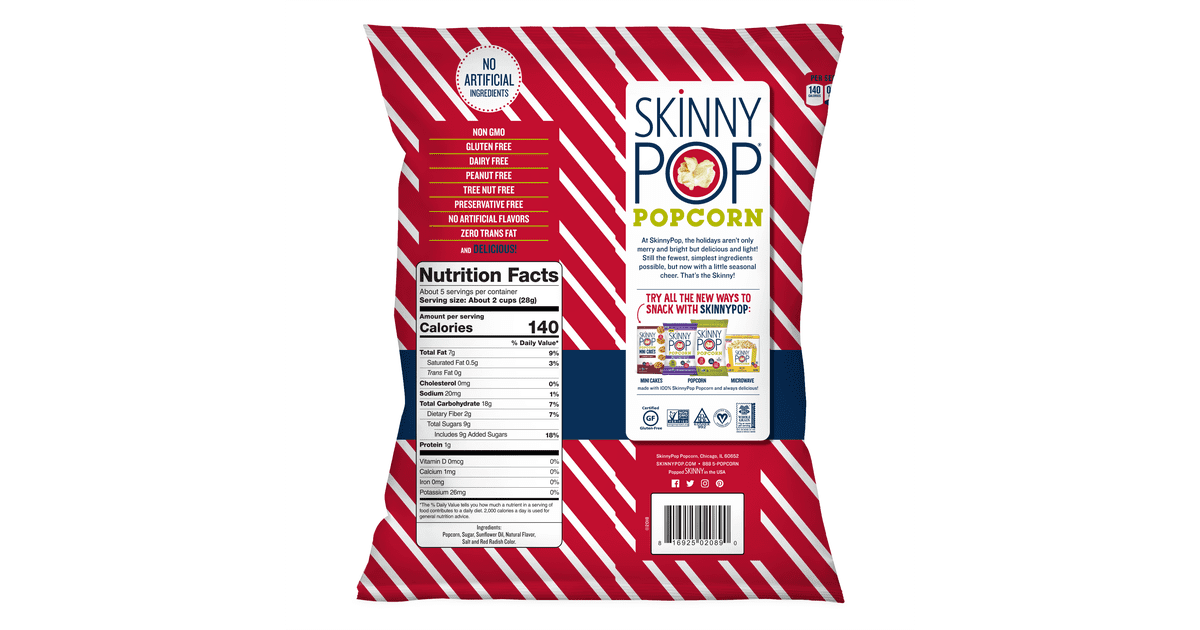 White Chocolate Peppermint Nutrition Facts SkinnyPop Holiday Popcorn