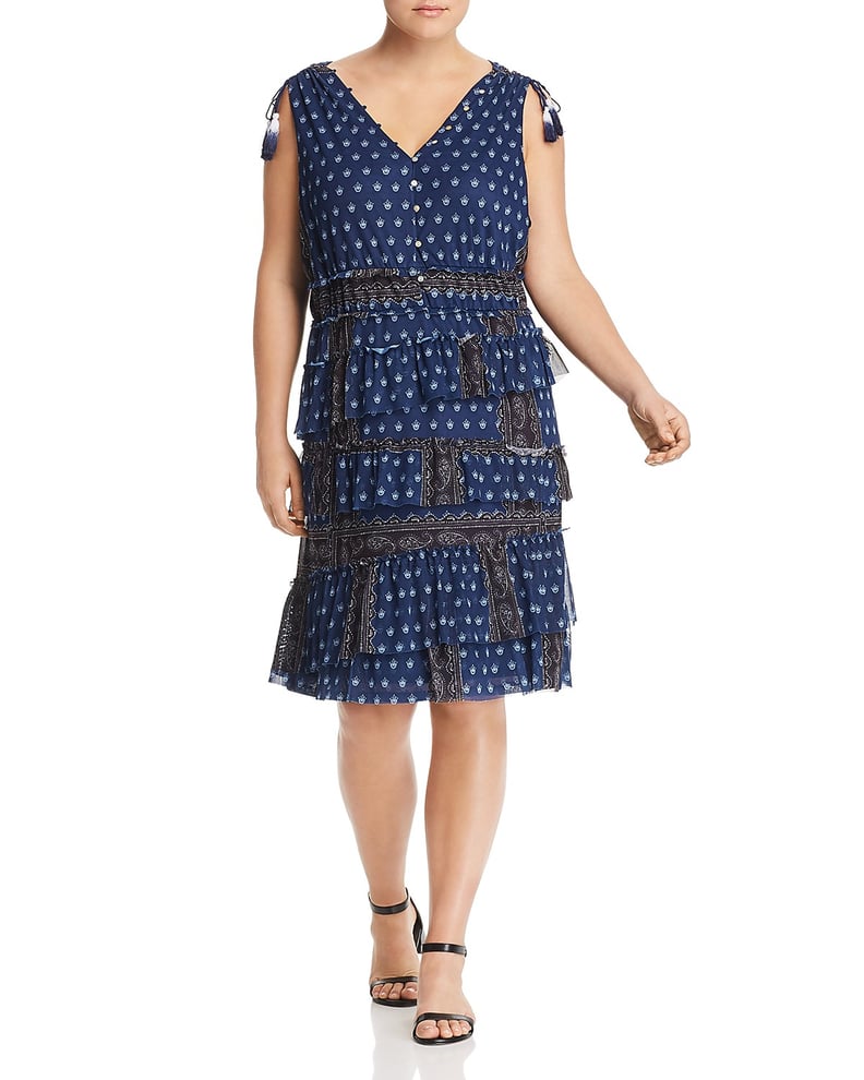 Love Scarlett Plus Patchwork Print Tiered Ruffle Dress