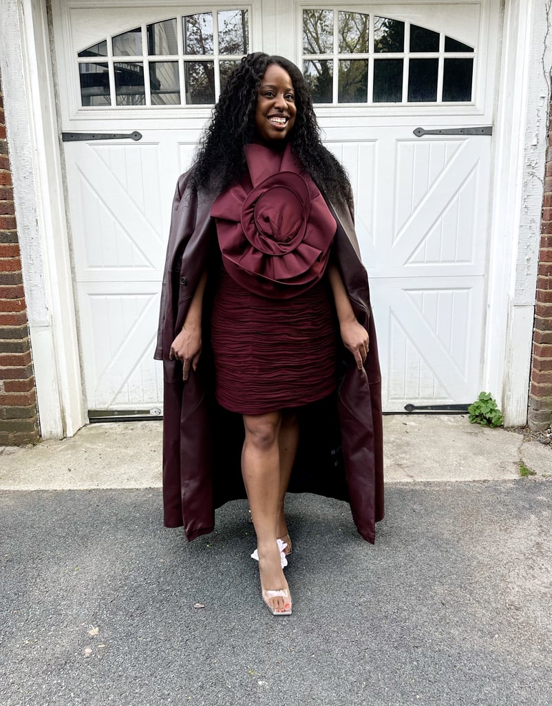Magda Butrym x H&M Burgundy Trench, Rose Dress, and Rose Heels Review