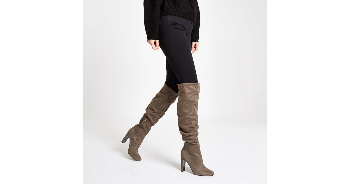 river island cream slouch boots