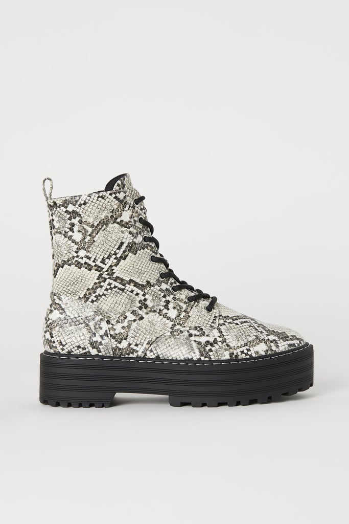 Snakeskin Patterned Platform Boots