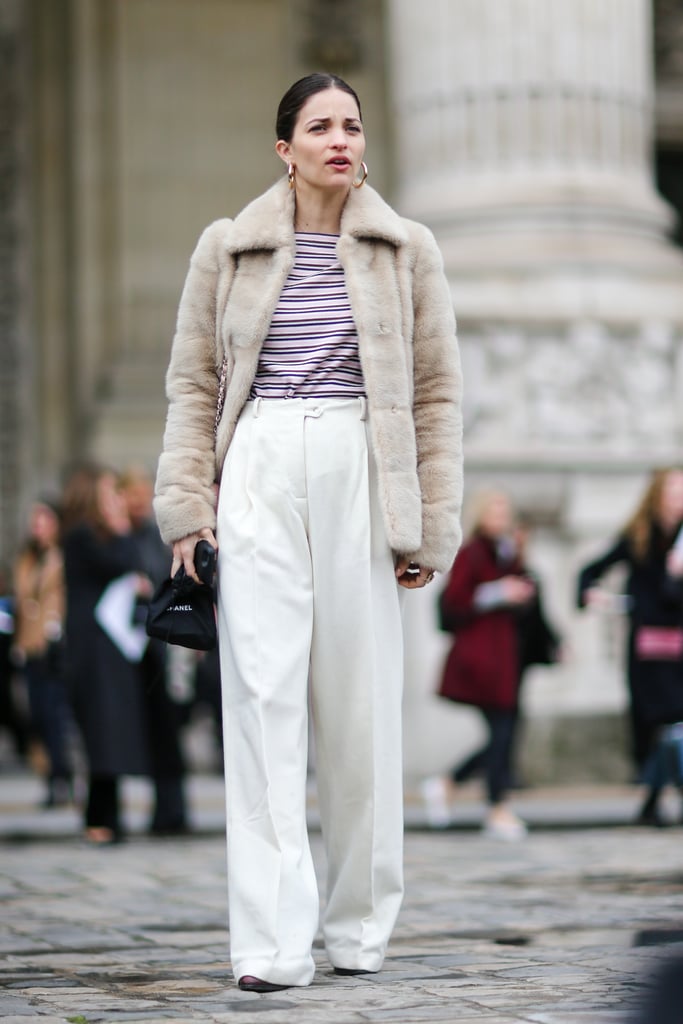 A Stripy Top, Wide-Leg Trousers, and Cozy Coat
