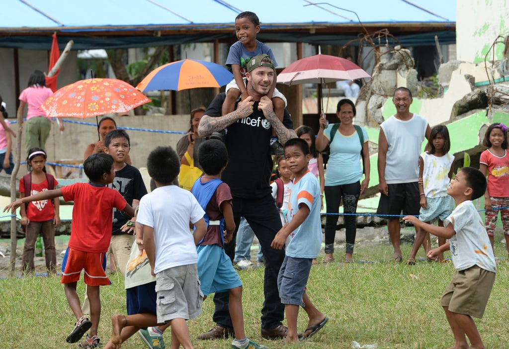 David Beckham Playing Soccer With Kids in the Phillipines