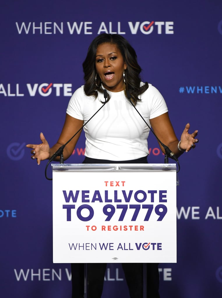 Michelle Obama Ruffled Pants at Rally in Las Vegas 2018