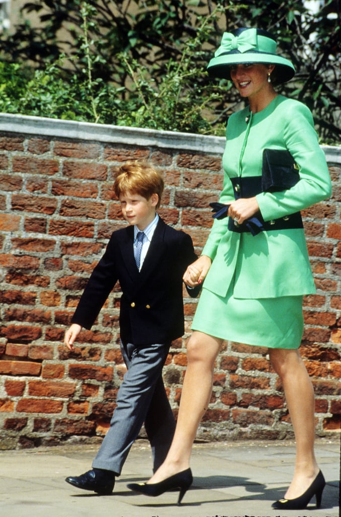 Princess Diana and Prince Harry were hand in hand on their way to St. George's Chapel in 1992.