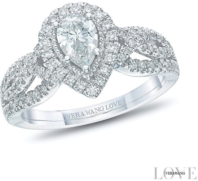 Vera Wang 18ct White Gold Diamond Pear Halo Ring