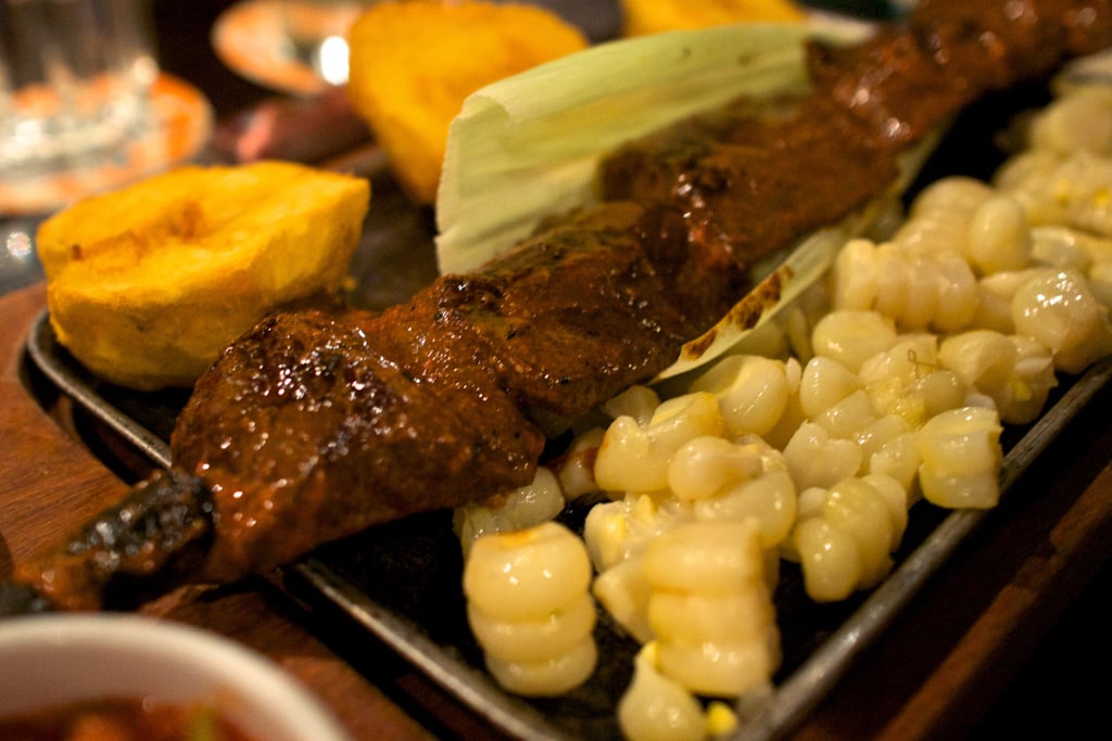 Panchita: For the adventorous set, there's traditional Peruvian food, including anticuchos — that's cow's heart in a stick seen above. Though most Peruvians eat the skewers, followed by a dessert called picarones, from street carts, Gastón once again comes to the rescue by offering that and much more at this restaurant.
La Lucha: Peruvians take sanguches (that's not a mispelling) pretty seriously! With options like chicharrón with fried sweet potatoes and butifarra (a version of ham) with salsa criolla (red onions and tomatoes), you might want to eat a sanguche a day.
Sarcletti: You can't leave Peru without trying lúcuma ice cream. Sure, you can find store-bought versions, but nothing beats the real thing made with fruit at this ice-cream spot that's packed during lonche (tea) time.