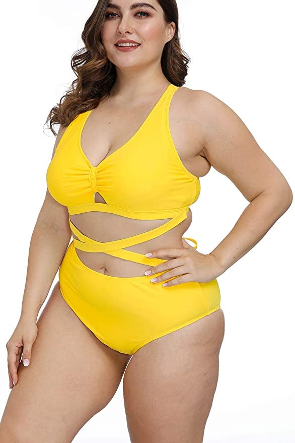 Kisscynest Women's Curve Crossed High Waisted Bikini