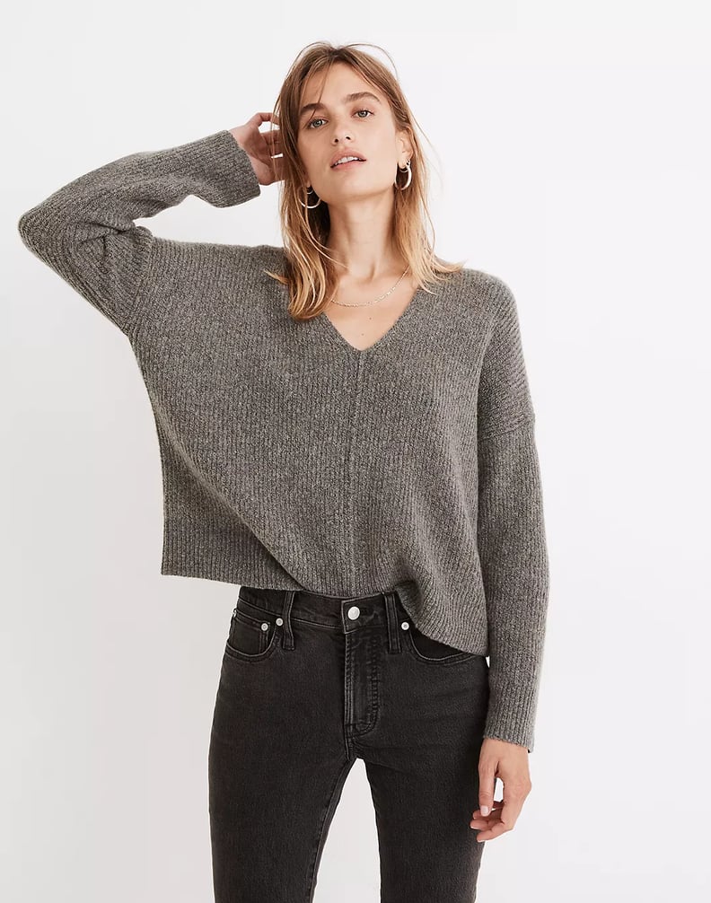 For a Wearable Gray Top: Staley V-Neck Pullover Sweater