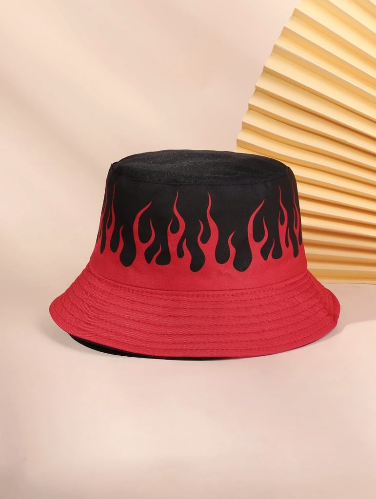 Shein Fire Print Reversible Bucket Hat