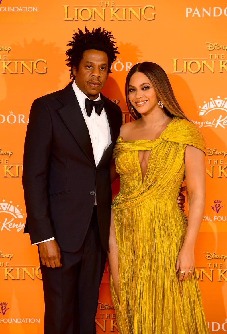 Jay-z and Beyonce attending Disney's The Lion King European Premiere held in Leicester Square, London. (Photo by Ian West/PA Images via Getty Images)